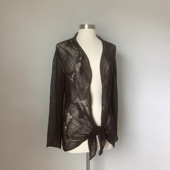 Eileen Fisher Linen Blend Lace Open Front Draped Cardigan MSRP$168 - Picture 11 of 15